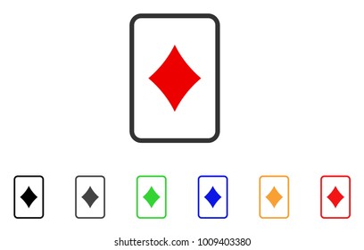 Diamonds Gambling Card icon. Vector illustration style is a flat iconic diamonds gambling card symbol with gray, yellow, green, blue, red, black color variants.