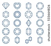 Diamonds and Gems Icons set, design elements.Set of isolated gem stones and thin line design elements.