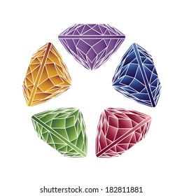 diamonds and gemstones colorful vector set