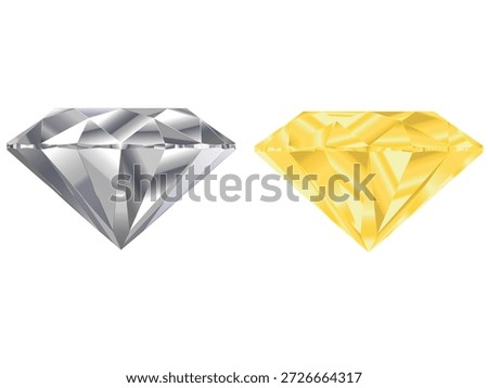 Diamonds gold and silver Colors. Vector of Jewels.