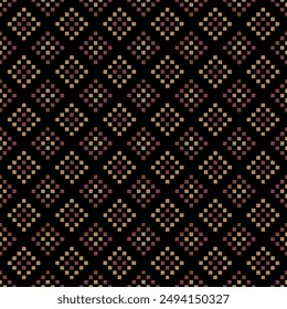 diamonds from hand drawn brown and maroon squares. vector seamless pattern. folk decorative art. black repetitive background. geometric fabric swatch. wrapping paper. continuous textile design element