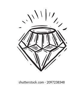 Diamonds, Hand drawn style, vector illustration.