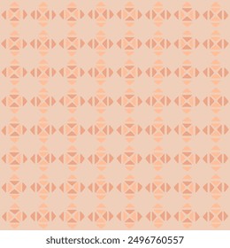 diamonds of hand drawn triangles. folk decorative art. peach color repetitive background. vector seamless pattern. geometric fabric swatch. wrapping paper. design template for textile, linen