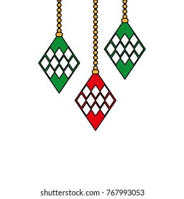 diamonds hanging to merry christmas decoration