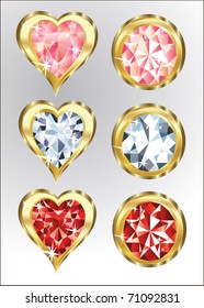 diamonds and hearts isolated