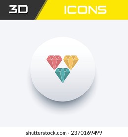 Diamonds icon, business 3D icon editable file