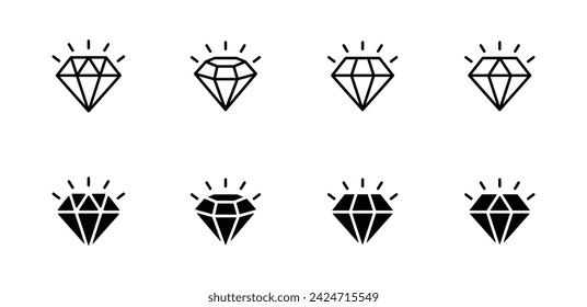 conjunto de iconos de diamantes. colección de diamantes icono ilustración vectorial 