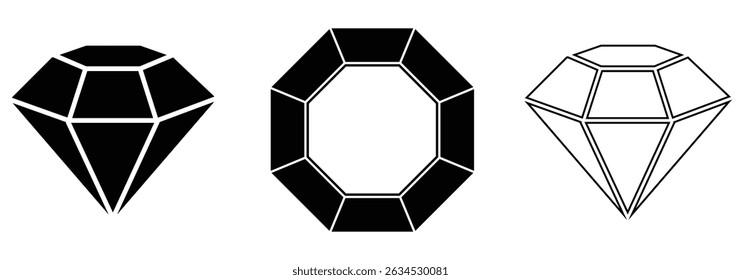 diamonds icon set. diamond collection icon vector illustration . Gemstone symbol. Diamond Icon Collection.