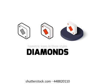 Diamonds icon, vector symbol in flat, outline and isometric style