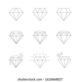 Diamonds Icons set, design element, symbol of the success of wealth and fame