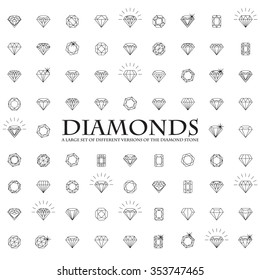 Diamonds Icons set, design element, symbol of the success of wealth and fame