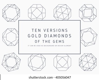 Diamonds Icons set, design element, symbol of the success of wealth and fame