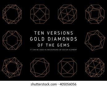 Diamonds Icons set, design element, symbol of the success of wealth and fame