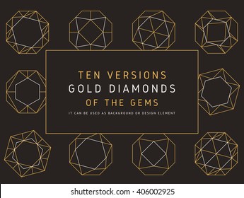 Diamonds Icons set, design element, symbol of the success of wealth and fame