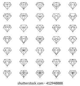 Diamonds Icons set, design element, symbol of the success of wealth and fame.