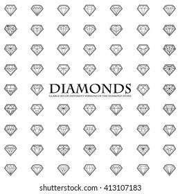 Diamonds Icons set, design element, symbol of the success of wealth and fame.