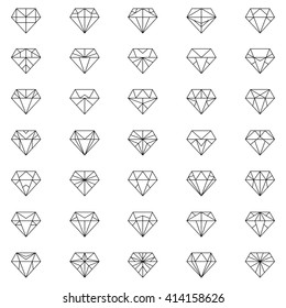 Diamonds Icons set, design element, symbol of the success of wealth and fame.