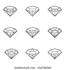 Diamonds Icons set, elemento de diseño, símbolo del éxito de la riqueza y la fama.