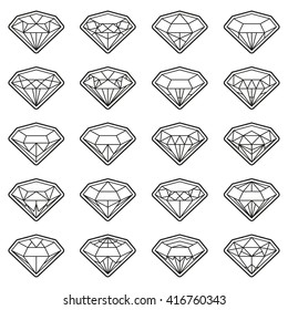 Diamonds Icons set, design element, symbol of the success of wealth and fame.