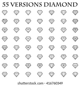 Diamonds Icons set, design element, symbol of the success of wealth and fame.