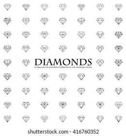 Diamonds Icons set, design element, symbol of the success of wealth and fame.