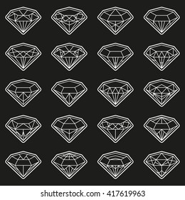 Diamonds Icons set, design element, symbol of the success of wealth and fame.
