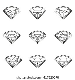 Diamonds Icons set, design element, symbol of the success of wealth and fame.

