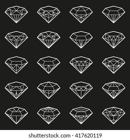 Diamonds Icons set, design element, symbol of the success of wealth and fame.
