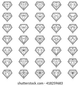 Diamonds Icons set, design element, symbol of the success of wealth and fame.