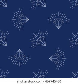 Diamonds Icons set, design element, symbol of the success of wealth and fame, seamless pattern of diamonds that can be propagated to an unlimited number of times.