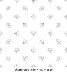 Diamonds Icons set, design element, symbol of the success of wealth and fame, seamless pattern of diamonds that can be propagated to an unlimited number of times.