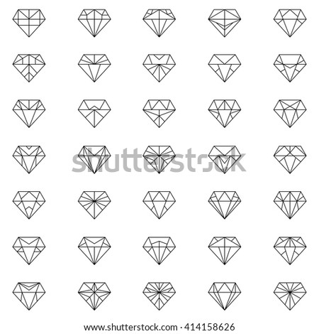 Diamonds Icons set, design element, symbol of the success of wealth and fame.