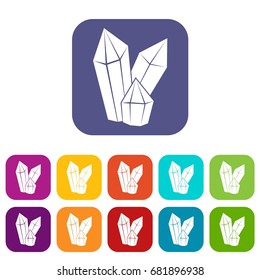 Diamonds icons set vector illustration in flat style in colors red, blue, green, and other