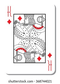 Diamonds  King with a blank background for poker from a deck of playing cards. Quality vector illustration of a two-color fill, classic design.