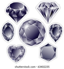 diamonds labels against white background, abstract vector art illustration