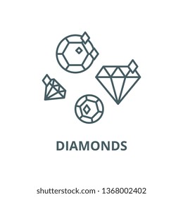 Diamonds line icon, vector. Diamonds outline sign, concept symbol, flat illustration