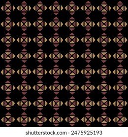 diamonds of maroon and gold hand drawn triangles. folk decorative art. black repetitive background. vector seamless pattern. geometric fabric swatch. wrapping paper. design template for textile, linen