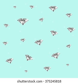 Diamonds on the blue background. Vector illustration