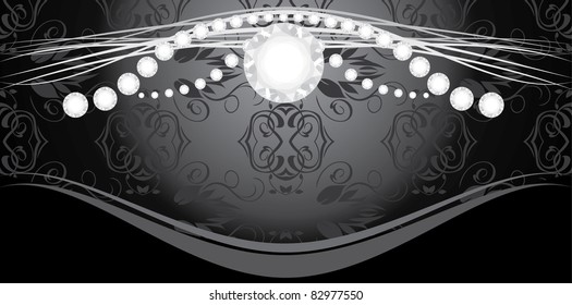 Diamonds on the decorative background. Vector