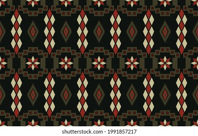 Diamonds Pattern. Geometric seamless ornament for ceramics, wallpaper, textile, web, cards. Ethnic pattern. Border ornament. Native american design, Navajo. Mexican motif, Aztec ornament