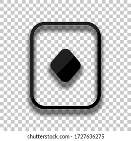 Diamonds, playing card game. Black glass icon with soft shadow on transparent background