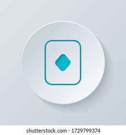 Diamonds, playing card game. Cut circle with gray and blue layers. Paper style