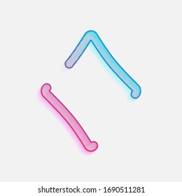 Diamonds, playing card game, outline design. Colored logo with diagonal lines and blue-red gradient. Neon graphic, light effect