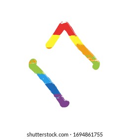 Diamonds, playing card game, outline design. Drawing sign with LGBT style, seven colors of rainbow (red, orange, yellow, green, blue, indigo, violet