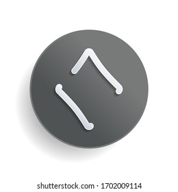 Diamonds, playing card game, outline design. White paper symbol on gray round button or badge with shadow