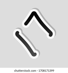 Diamonds, playing card game, outline design. Sticker style with white border and simple shadow on gray background