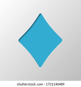 Diamonds, playing card game. Paper design. Cutted symbol with shadow