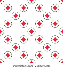 Diamonds Playing Card Suit in Circle vector concept solid red seamless pattern or background