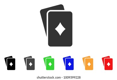 Diamonds Playing Cards icon. Vector illustration style is a flat iconic diamonds playing cards symbol with gray, yellow, green, blue, red, black color variants.