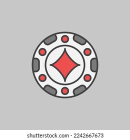 Diamonds Poker Chip vector concept colored icon or sign